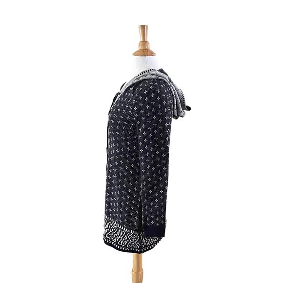 Free People Intimately Cotton Blend Navy Gray Long Hoodie Tie / Lace Up Neck, XS - Picture 3 of 11